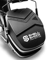 Black protective ear muffs with 'Shell Shock Protection' branding on a white background