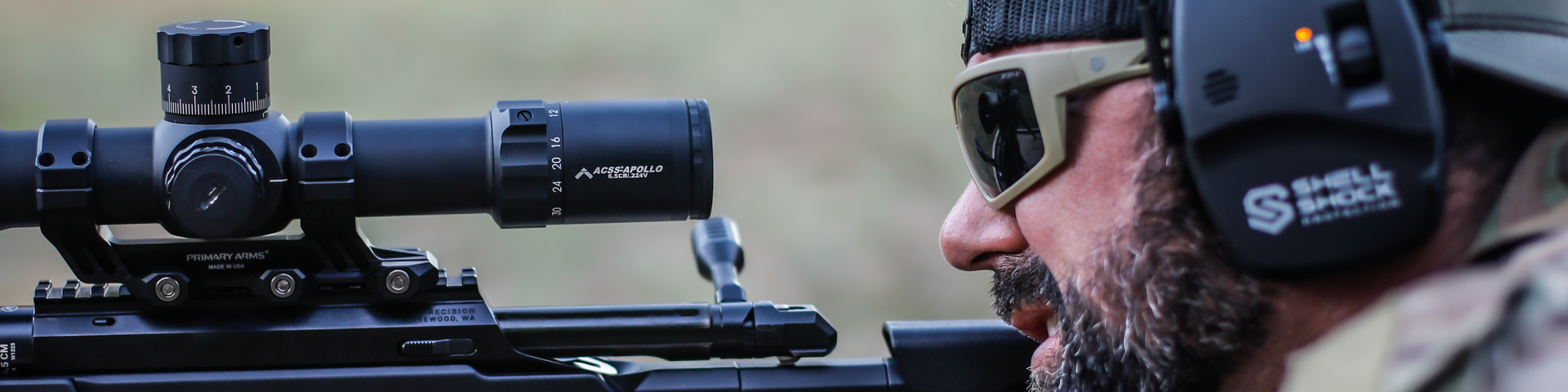 ShellShock Eclipse Z87+ photochromic shooting glasses worn outdoors